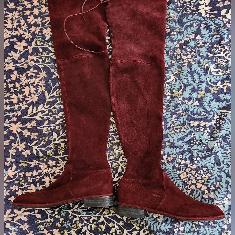 **Stuart Weitzman Suede Lowlands Burgundy Women's Size 4.5 - Picture 7 of 12
